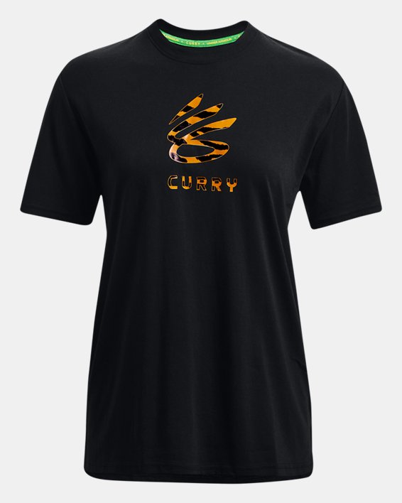 Women's Curry Lily Tiger Logo T-Shirt, Black, pdpMainDesktop image number 5